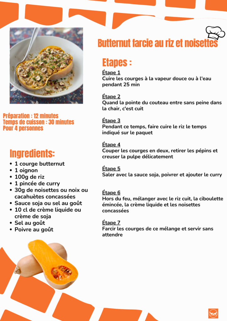 butternut farcie au riz et aux noisettes